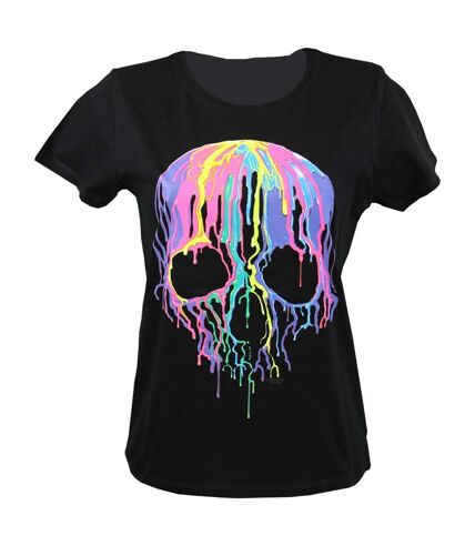 T-shirt femme manches courtes - Tête de mort melting skull 1257 - noir