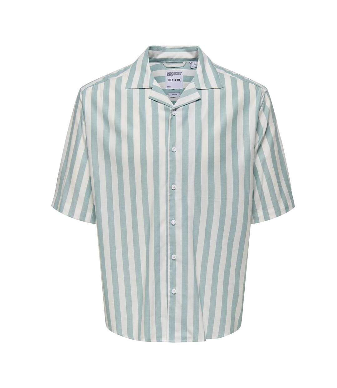 Chemise rayures blanche/vert homme only & sons stes - l-1
