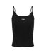 Womens/ladies Script Cotton Blend Spaghetti Strap Slim Vest Top Black Tommy Jeans-2