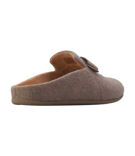 Womens/ladies Chrissie Ii Haus E01 Bow Felt Slippers Grey Fit Flop