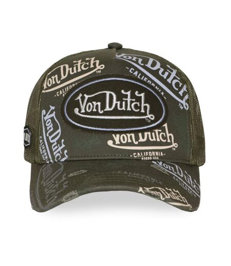 Casquette trucker effet usé avec patch et print Café Olive Vondutch