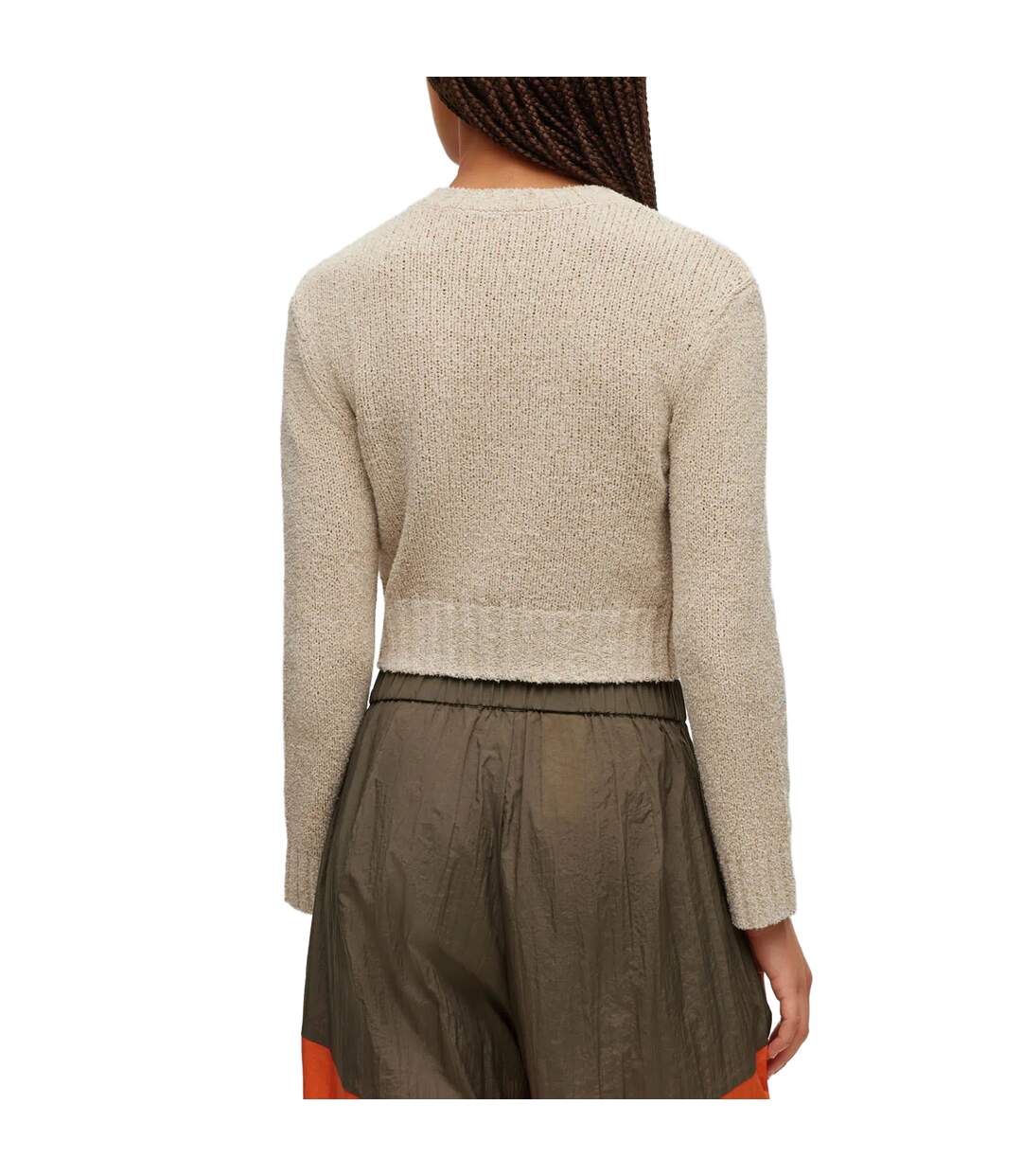 Womens/ladies Solarina Crop Sweatshirt Beige Hugo-2