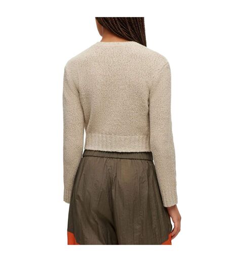 Womens/ladies Solarina Crop Sweatshirt Beige Hugo