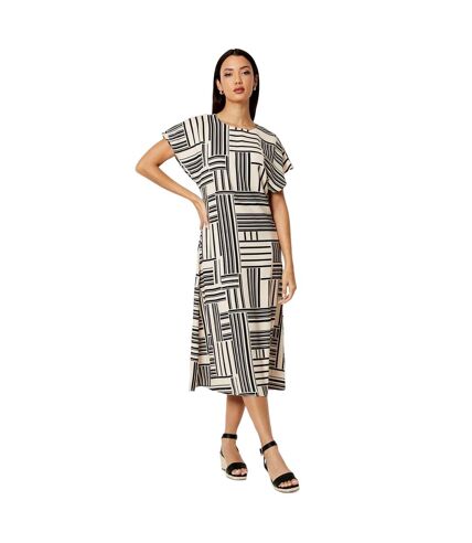 Womens/ladies geometric midi dress white/black Principles