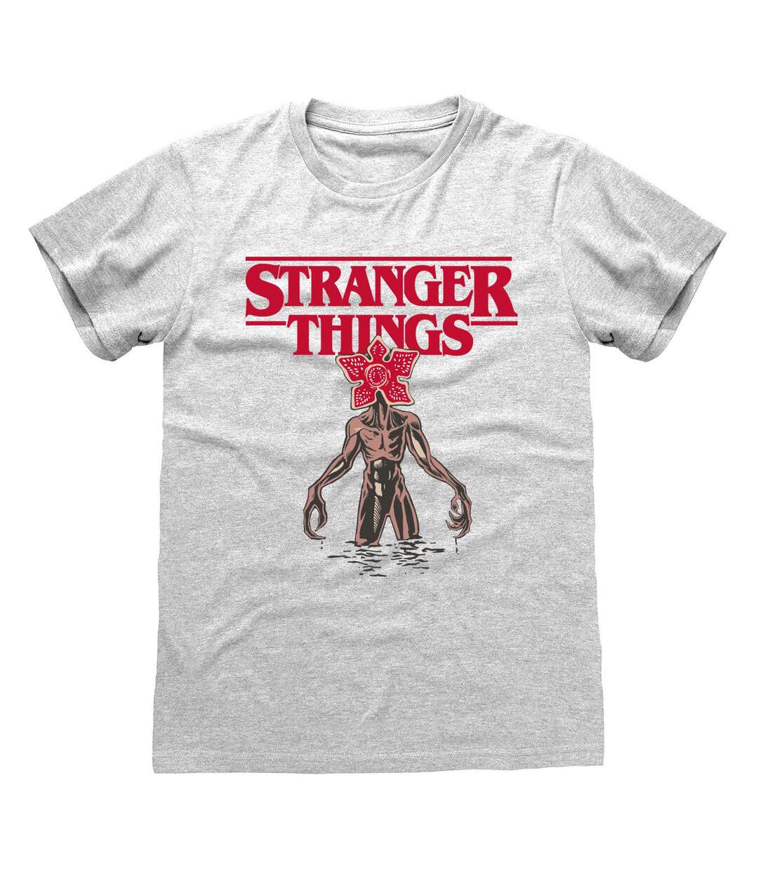 Stranger Things T-shirt unisexe adulte avec logo Demogorgon (Gris chiné) - UTHE780-1