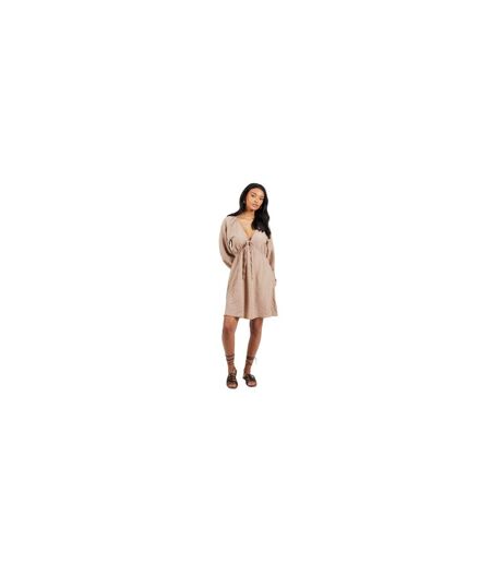 Womens/ladies A-line Mini Dress Taupe Brave Soul