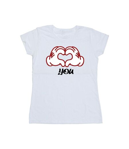 Disney T-shirt en coton Femme/Ladies Mickey Mouse Love You Hands (Blanc) - UTBI33655