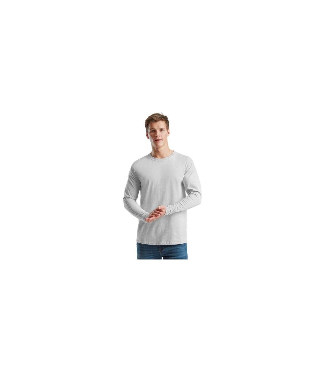 T-shirt Manches Longues Iconic Premium Homme Gris Chiné Fruit Of The Loom-1