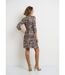 Robe décolleté plissé imprimé animalier-2