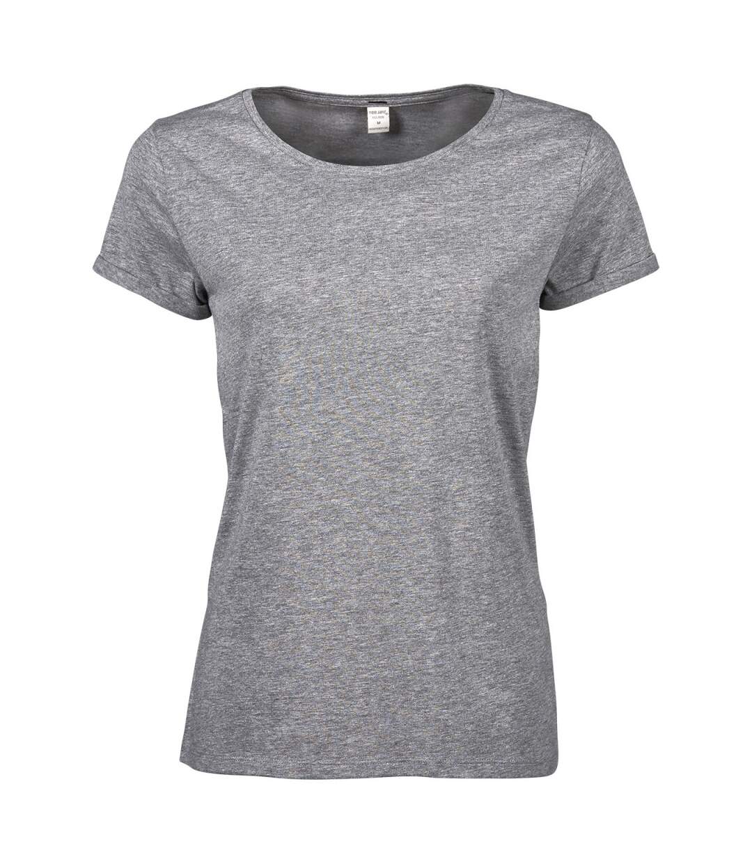 T-shirt manches courtes Femme - manches enroulées - 5063 - gris chiné-1