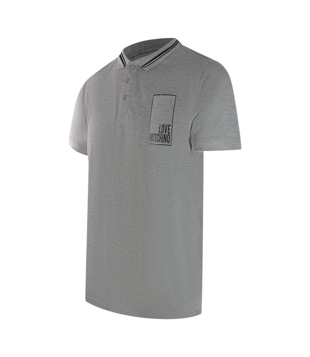 Polo Motif/style Logo Rectangulaire Homme Gris Love Moschino-3