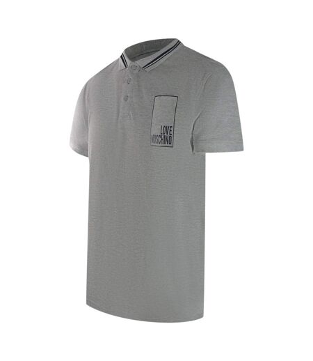 Polo Motif/style Logo Rectangulaire Homme Gris Love Moschino