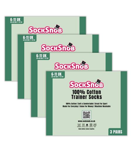 12 Pack Mens 100% Cotton Trainer Socks