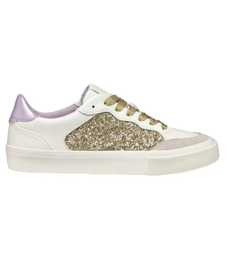 Womens/ladies D Emmeleny Trainers Optic White Light Gold Geox