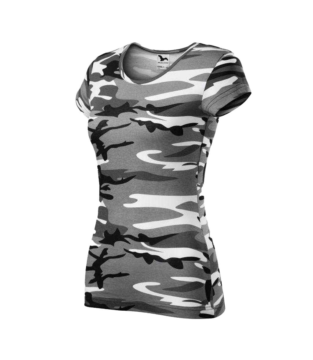 T-shirt Motif/style Camouflage Pure Femme Blanc Noir Gris Malfini-2