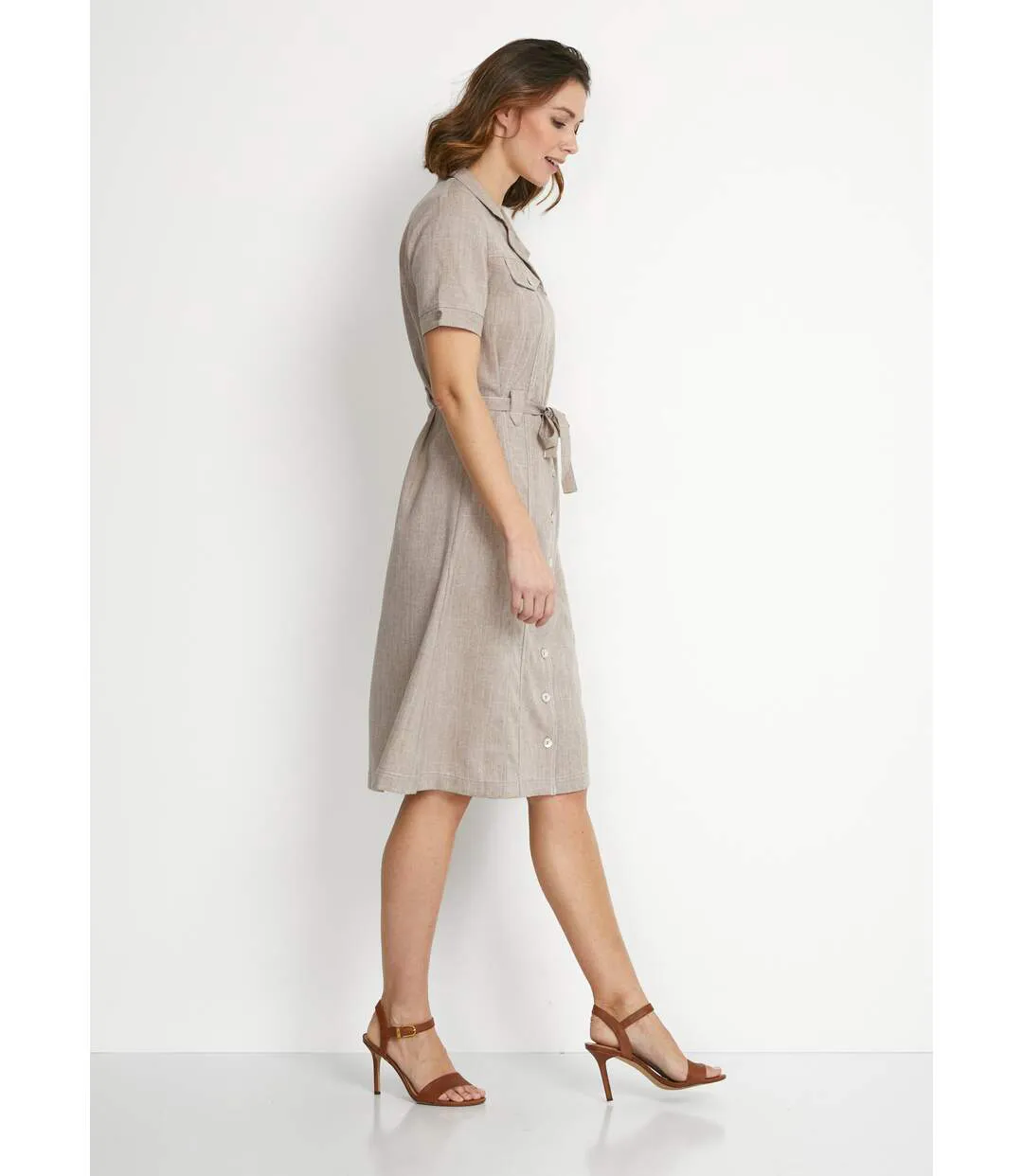 Robe-chemisier mi-longue coupe droite-3