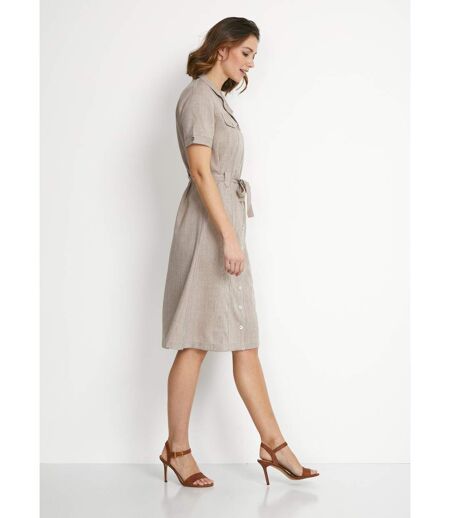 Robe-chemisier mi-longue coupe droite