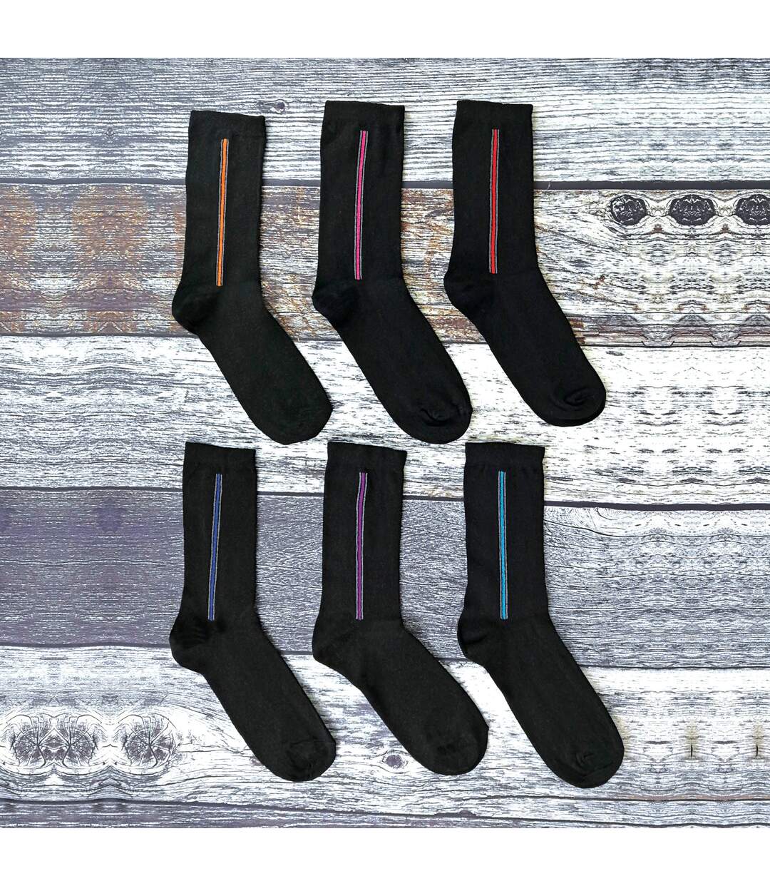 6 Pack Mens Patterned Coloured Soft Cotton Dress Socks-4