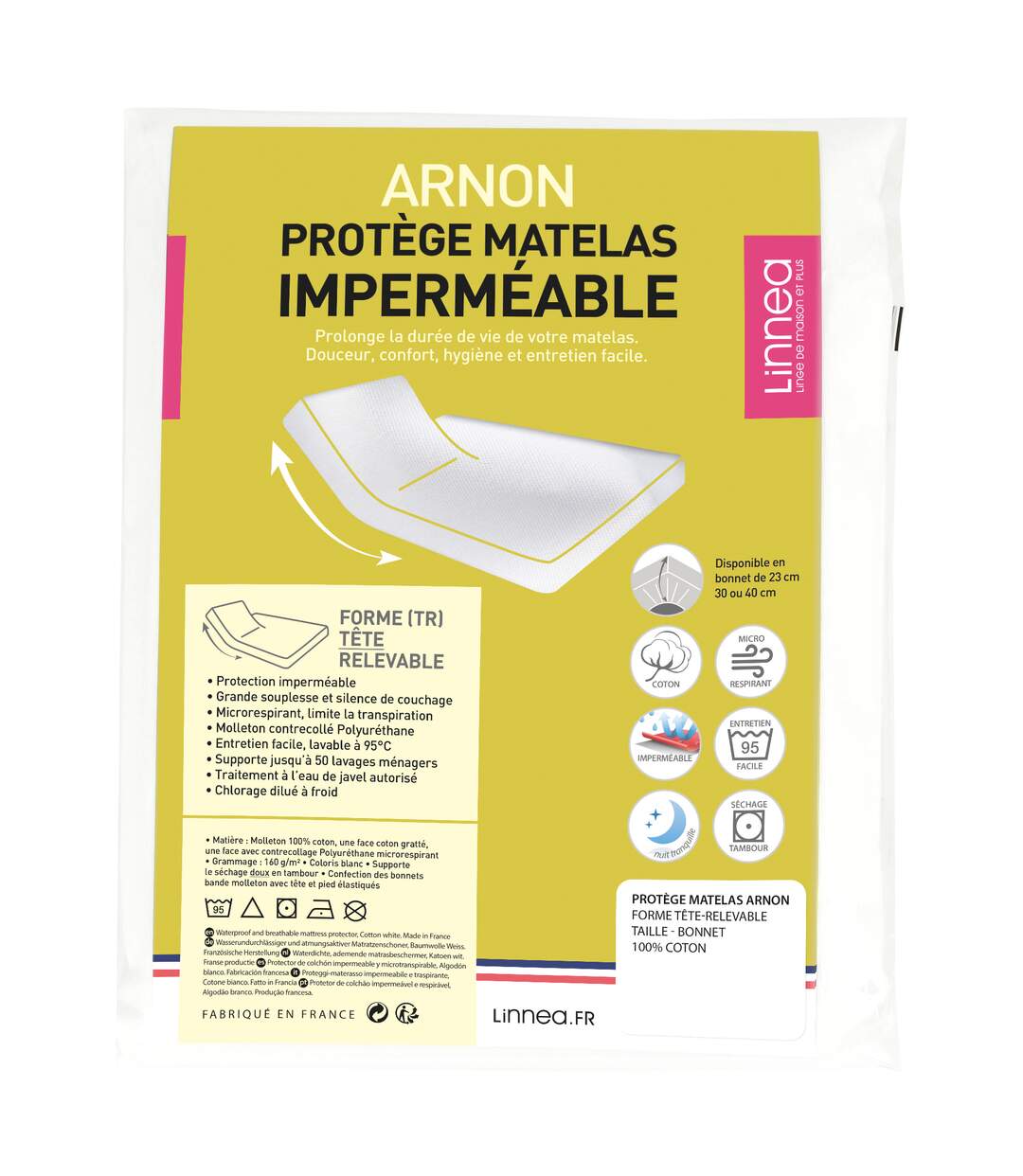 Protège matelas imperméable ARNON lit articulé TR Bonnet de 23 cm-4