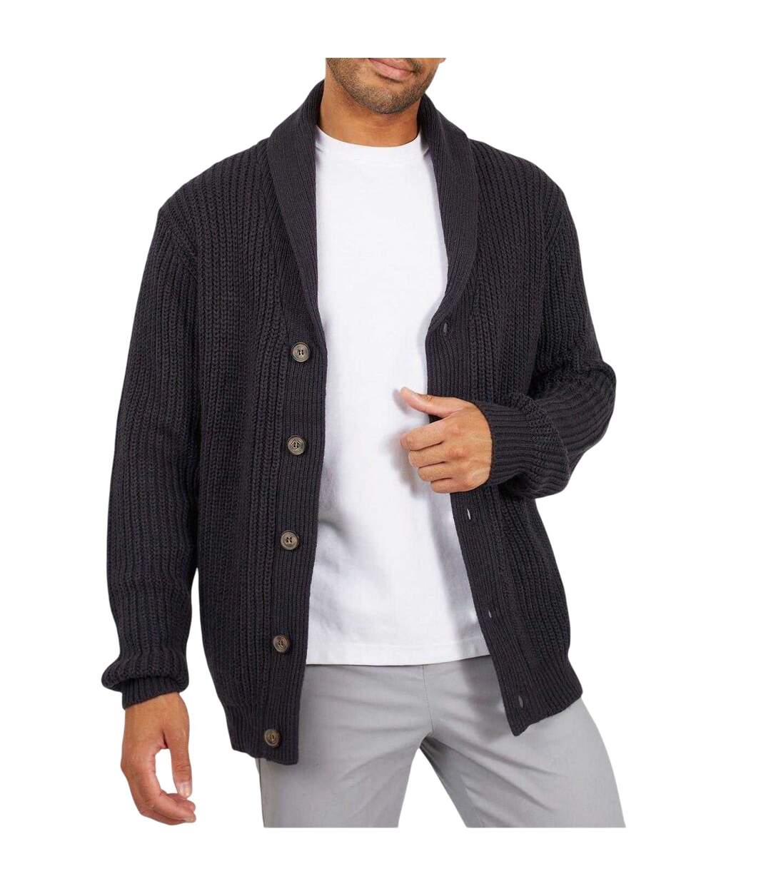 Mens Button Cardigan Midnight Navy Brave Soul-4