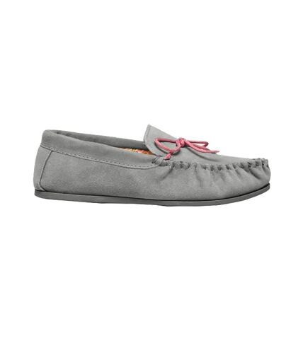 Lily chaussons style mocassins femme gris Mokkers