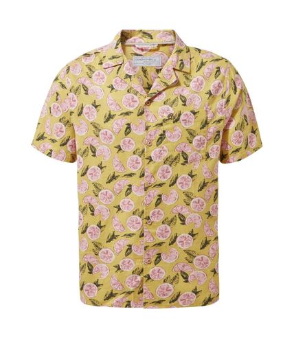 Craghoppers Mens Pasport Lemon NosiBotanical Shirt (Yellow/Light Pink/Black) - UTCG1575