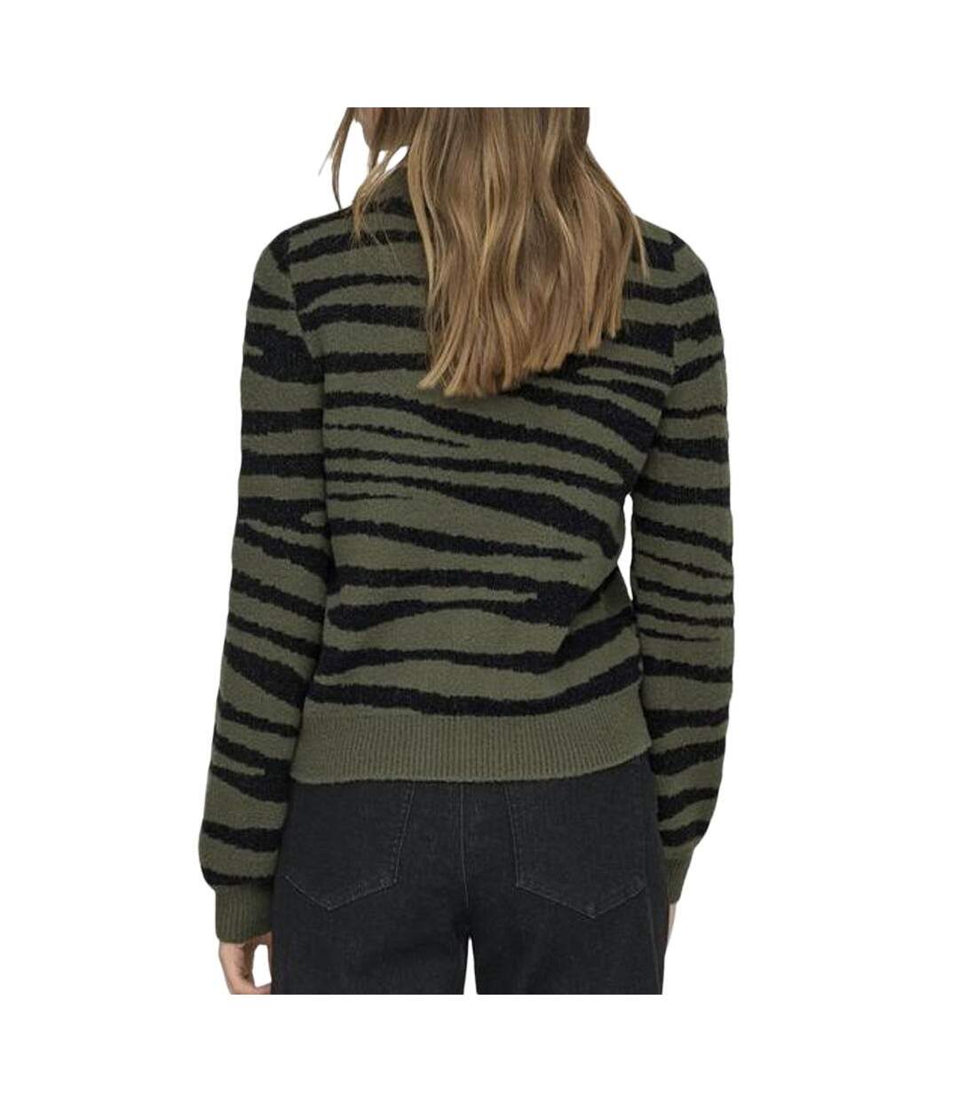 Pull noir/kaki zébré femme jdy lorraine-2
