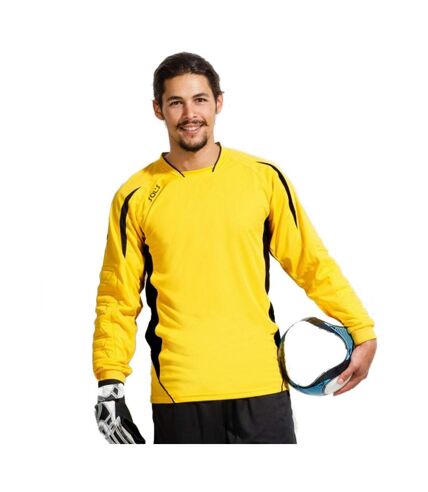 SOLS Mens Azteca Long Sleeve Goalkeeper / Soccer Shirt (Lemon/Black)