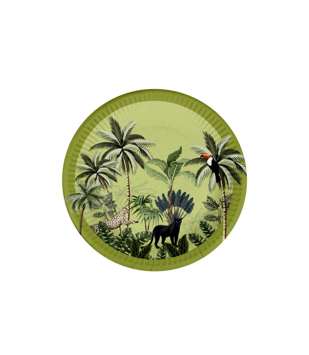 Lot de 10 Assiettes en Carton Palmeraie 18cm Vert-1