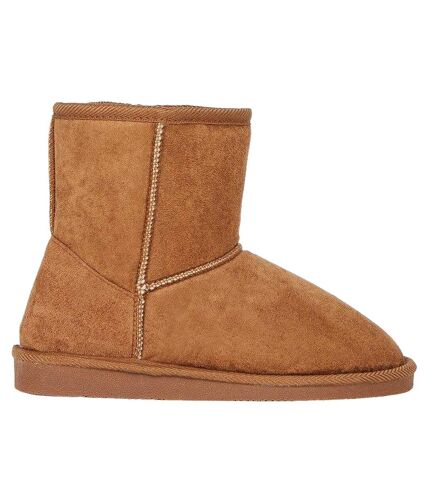 Womens/ladies mika faux sheepskin ankle boots tan Dorothy Perkins