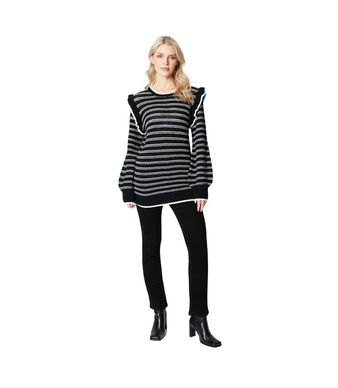 Womens/ladies stripe frill tunic black Principles-3