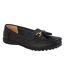 Womens/ladies action leather saddle loafers black Boulevard-1