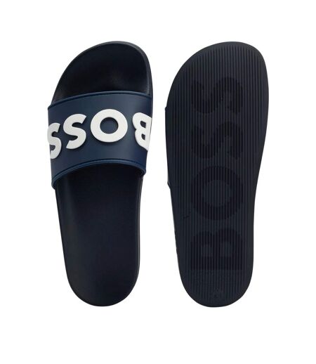 Womens/ladies Kirk Logo Sliders Dark Blue Hugo Boss