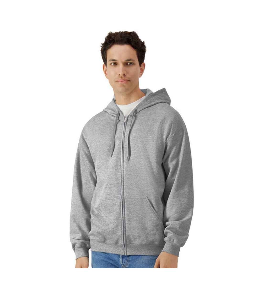 Mens Softstyle Midweight Full Zip Hoodie Sports Grey Gildan-1