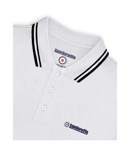 Mens Tipped Polo Shirt White Black Lambretta