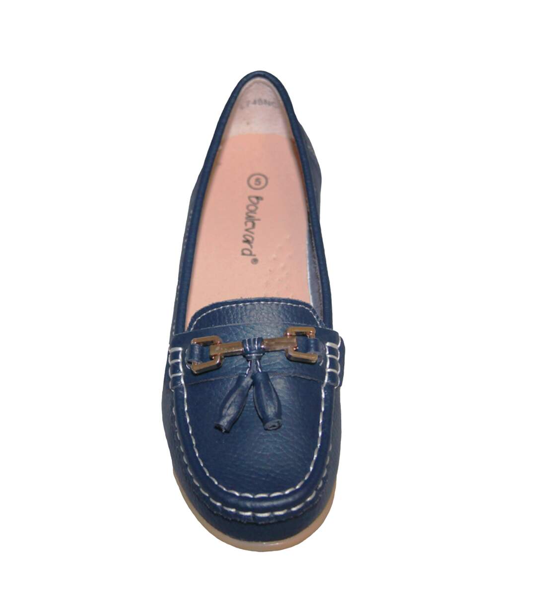 Boulevard Womens/Ladies Action Leather Tassle Loafers (Navy) - UTDF1910-3