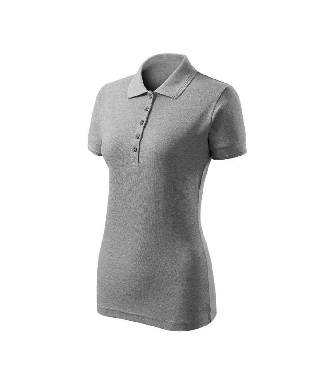 Womens/ladies Pique Polo Shirt Dark Grey Melange Malfini-3