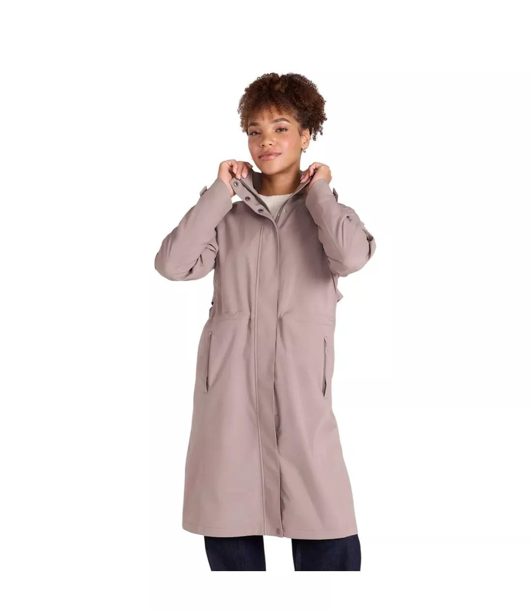 Womens/ladies Jade Long Length Waterproof Jacket Taupe Animal-2