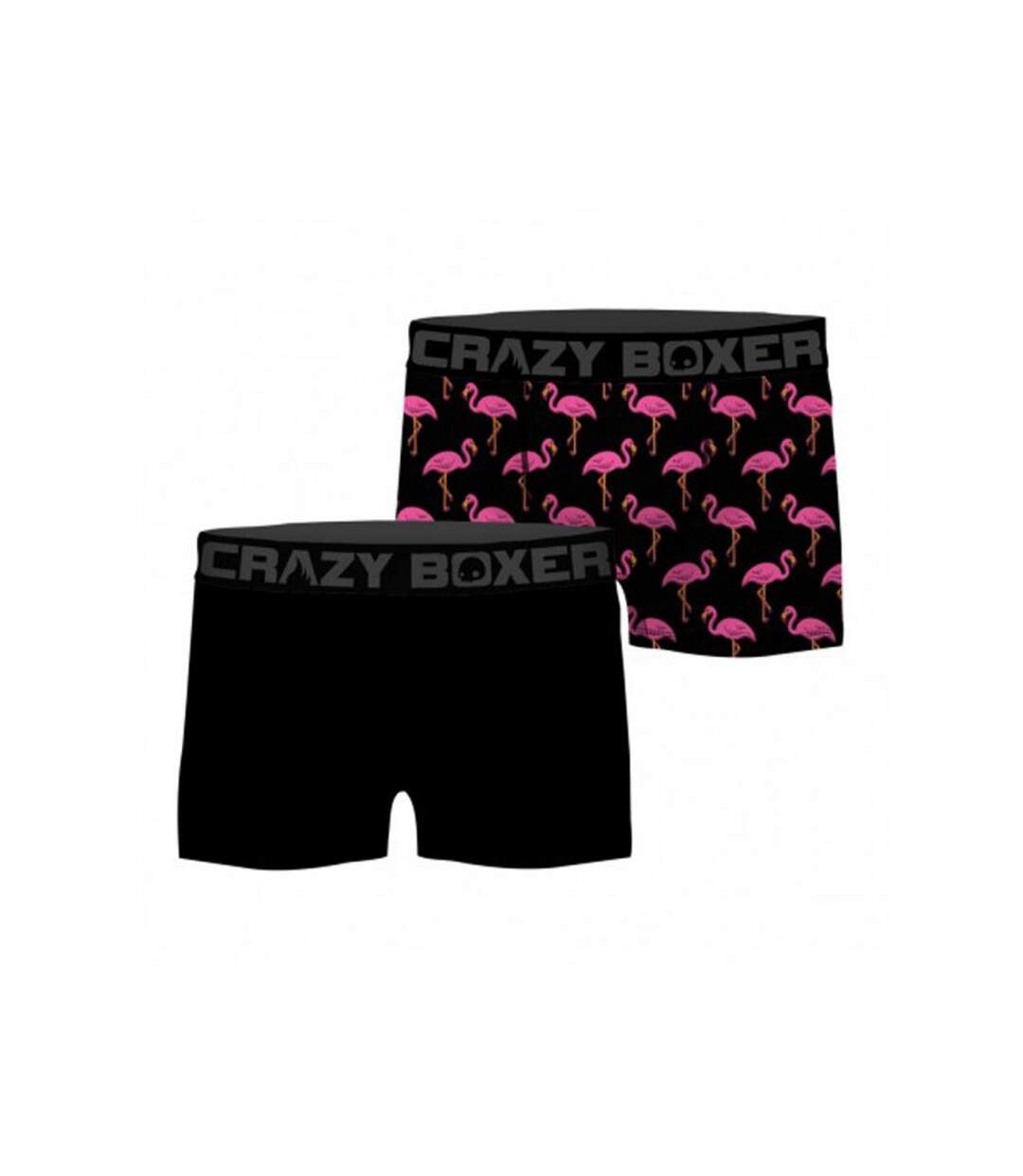 CRAZYBOXER Lot de 2 Boxers Homme Coton Bio Flamingo Noir Rose-1