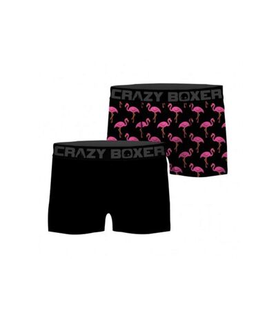 CRAZYBOXER Lot de 2 Boxers Homme Coton Bio Flamingo Noir Rose