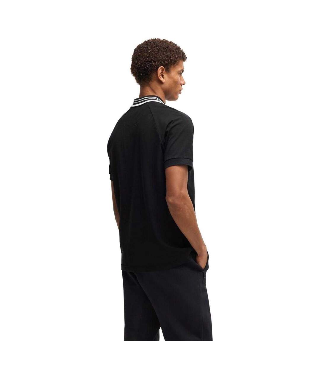 Mens Collared Regular Raglan Polo Shirt Black Boss-3