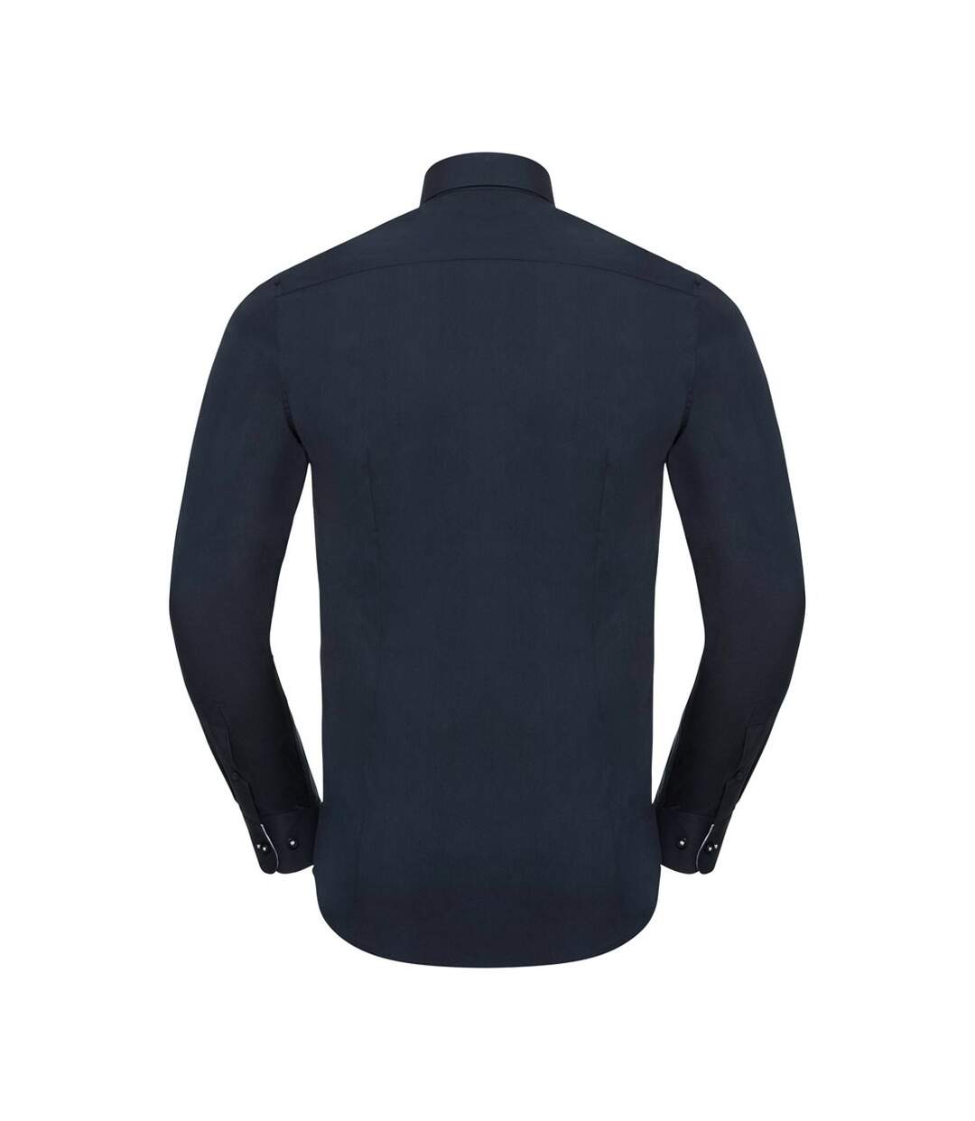 Russell Collection Mens Long Sleeve Contrast Ultimate Stretch Shirt (Bright Navy/Oxford Blue)