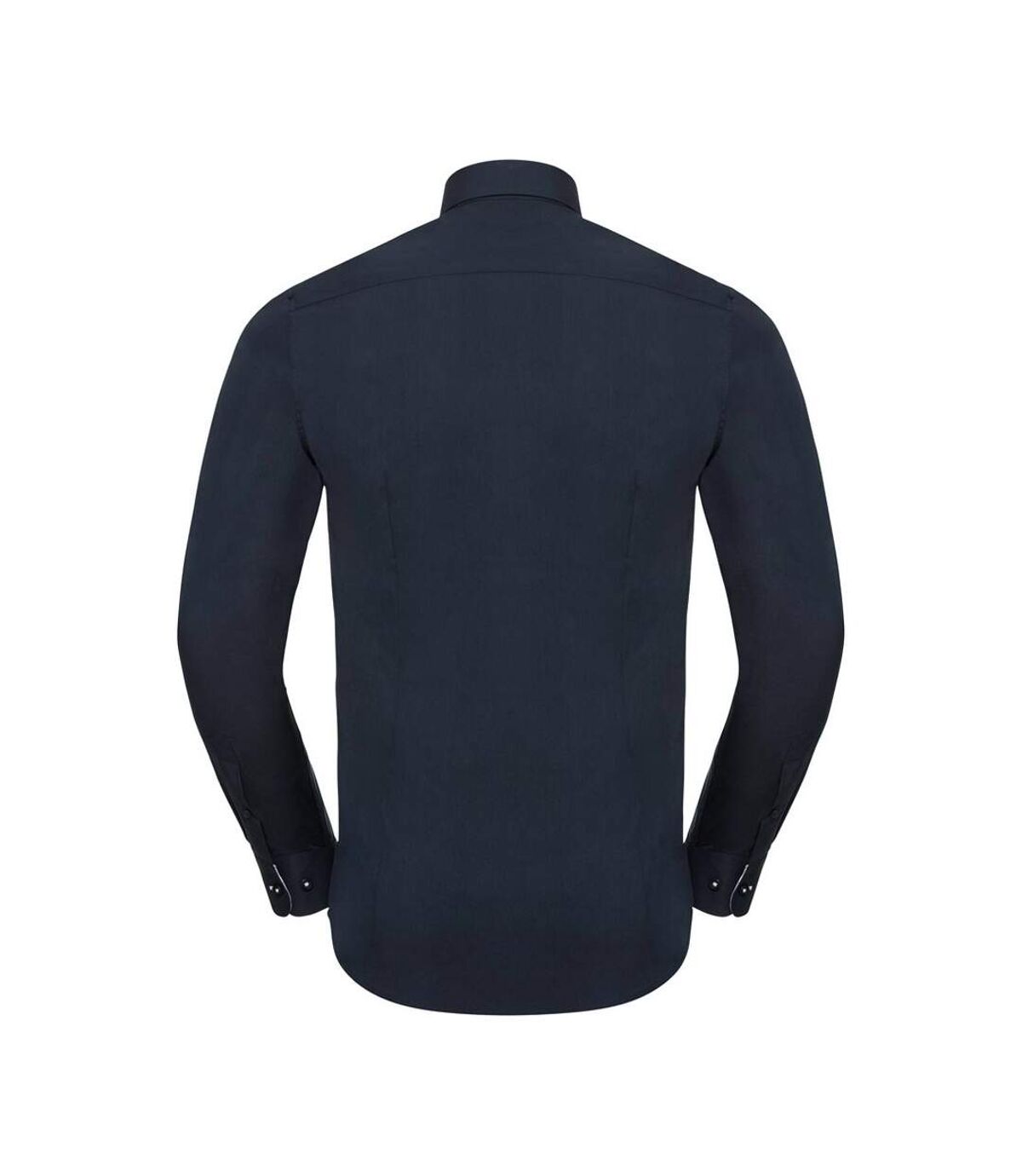 Russell Collection Mens Long Sleeve Contrast Ultimate Stretch Shirt (Bright Navy/Oxford Blue) - UTPC3683