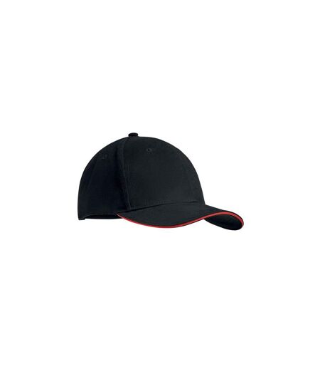 Tekapo Heavy Brushed Cotton Baseball Cap Black Red MidOcean