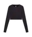 Womens/ladies Pro Long-sleeved Training Crop Top Black Umbro-2