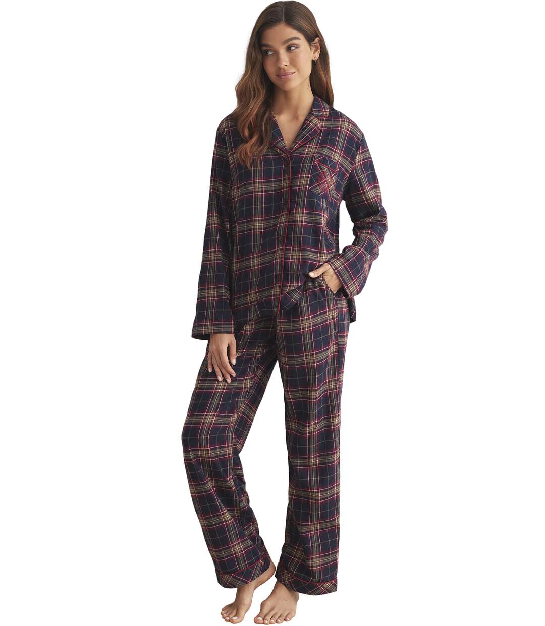 Pyjama pantalon chemise manches longues PLAID Selmark-2