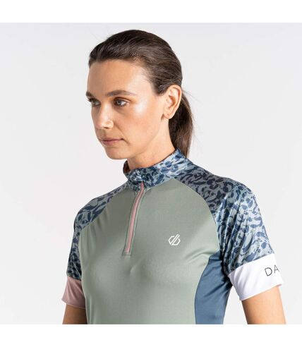 Dare 2B Womens/Ladies Follow Through Leopard Print Cycling Jersey (Lilypad Green) - UTRG8673
