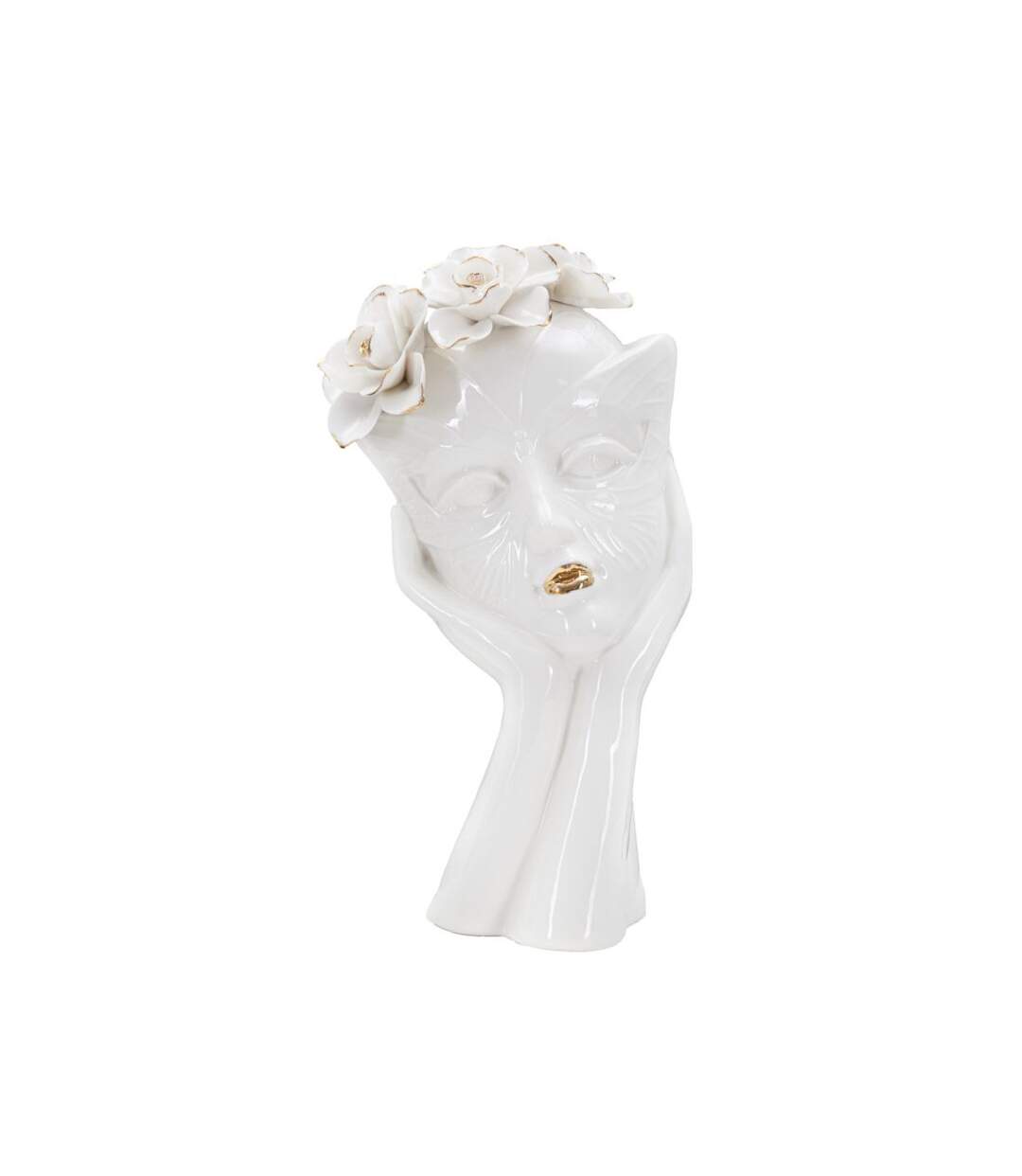 Vase Déco en Porcelaine Woman Mask 27cm Blanc-1