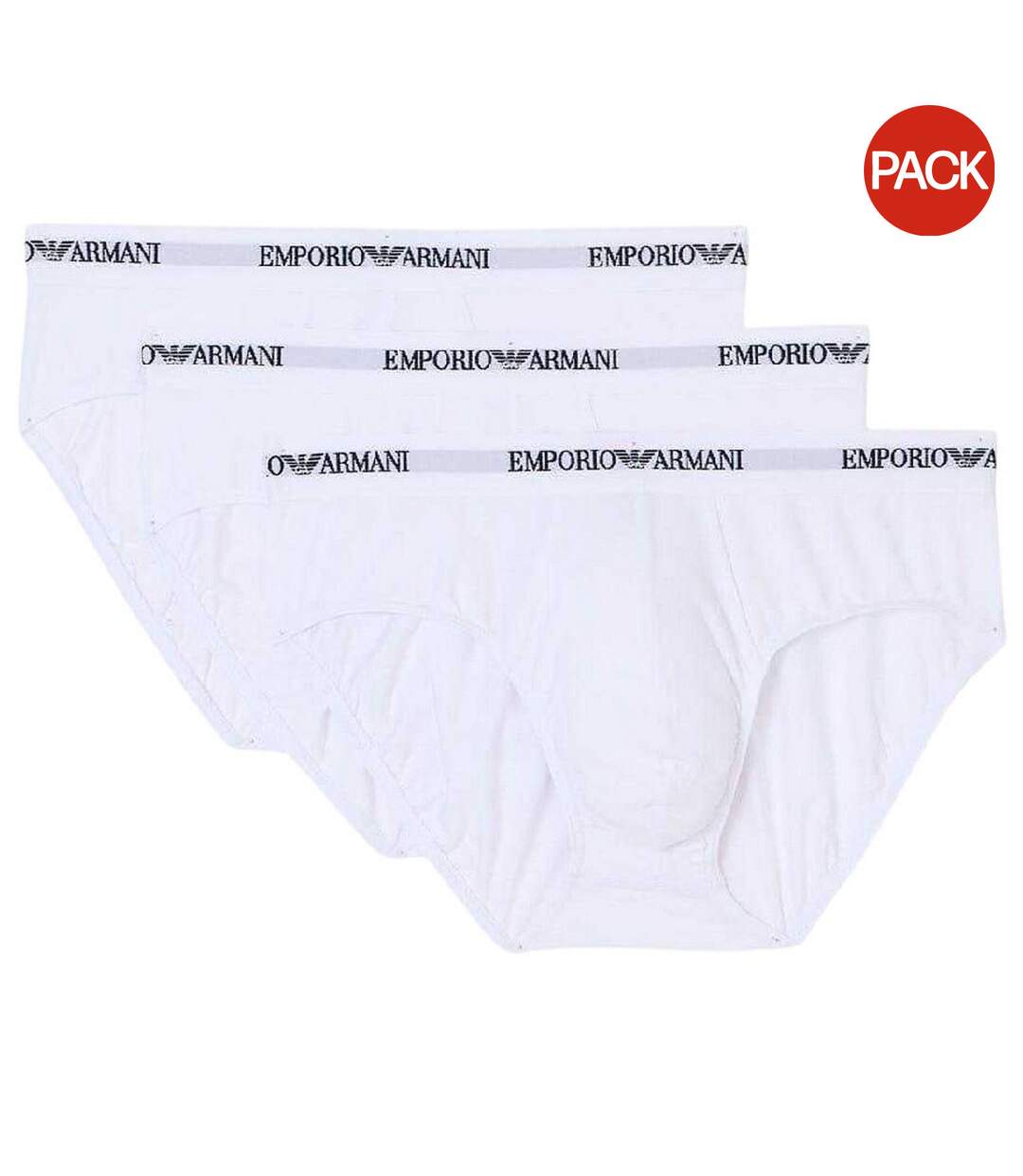 Pack Of 3  Mens Plain Briefs  White Emporio Armani-1