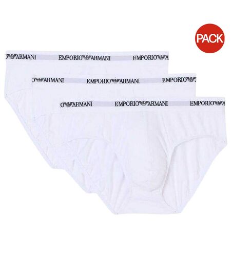 Pack Of 3  Mens Plain Briefs  White Emporio Armani